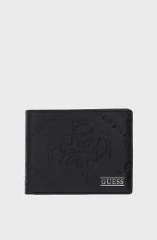 Мужской черный кожаный кошелек Черный ONESIZE Guess SMBOMA.LEA20;BLA