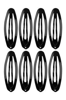 Набор зажимов для волос Titania Oval Medium контурные, черные, 8 шт (7888 B)