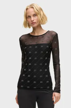 Женский черный топ MESH RHINESTONE Черный S Karl Lagerfeld B1W17024