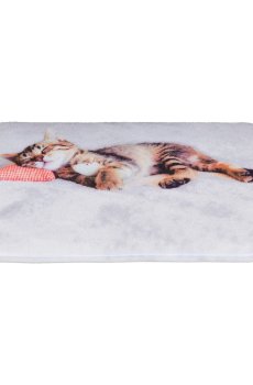 Коврик для кошек Trixie Nani плюшевый, серый с кошкой, 40*30 см (37126)