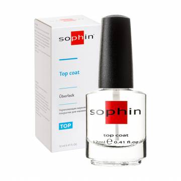 Укрепляющее верхнее покрытие для маникюра Sophin Top Coat, 12 мл Укрепляющее верхнее покрытие для маникюра Sophin Top Coat, 12 мл