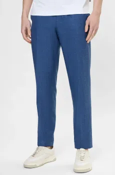 Мужские синие шерстяные брюки Синий 48 BOSS 50556955;468