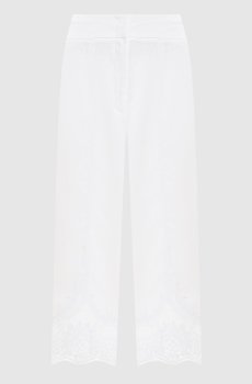 Белые брюки из льна с кружевом