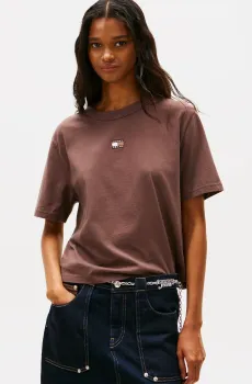 Женская коричневая футболка BXY BADGE Коричневый S Tommy Jeans DW0DW22202