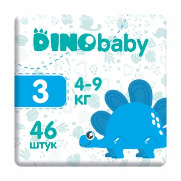 Подгузники Dino Baby размер 3 (4-9 кг), 46 шт Подгузники Dino Baby размер 3 (4-9 кг), 46 шт