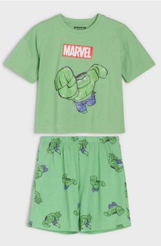 Бавовняна піжама oversize з принтом Marvel - світло-зелений