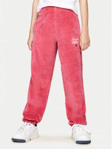 Tommy Hilfiger Спортивні штани Script Velour KG0KG08221 Рожевий Regular Fit Tommy Hilfiger Спортивні штани Script Velour KG0KG08221 Рожевий Regular Fit