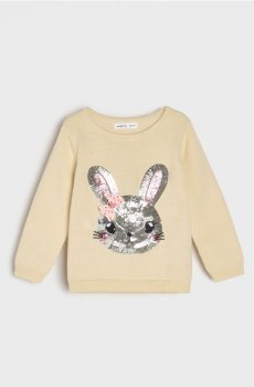 Бавовняний светр із паєтками - нюдовий