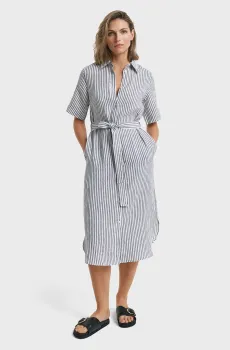 Женское льняное платье в полоску REG LINEN STRIPED SHIRT DRESS Синий 38 Gant 4503391