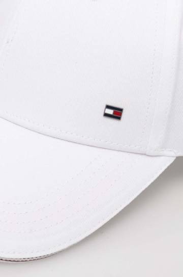 Хлопковая кепка Tommy Hilfiger цвет белый однотонная Хлопковая кепка Tommy Hilfiger цвет белый однотонная