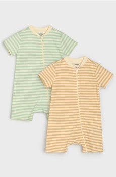 Смужні бавовняні комбінезони 2 pack - кремовий