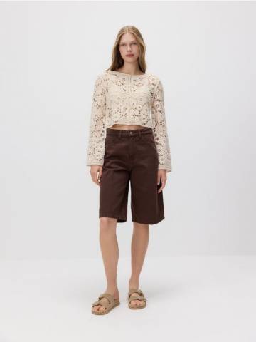 Reserved - Джинсові шорти зі стрілкою - коричневий - 9319H-89J