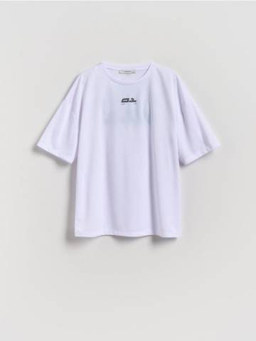 Reserved - Швидковисихаюча футболка з принтом - білий - 039CJ-00X