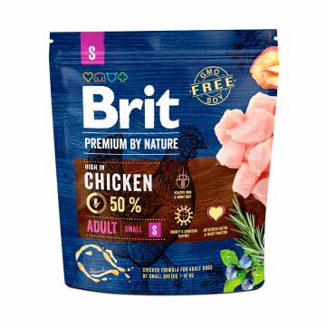 Сухой корм для взрослых собак малых пород Brit Premium By Nature Adult S с курицей, 1 кг Сухой корм для взрослых собак малых пород Brit Premium By Nature Adult S с курицей, 1 кг