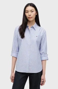 Женская голубая рубашка в полоску OXFORD Голубой XS Tommy Jeans DW0DW19890