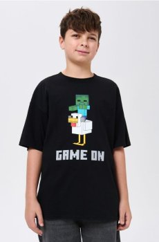 Бавовняна футболка з принтом Minecraft - чорний