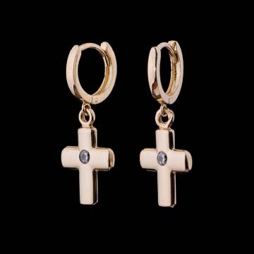 Золотые серьги "Крестики" (фианиты) с04416 Золотые серьги "Крестики" (фианиты) с04416