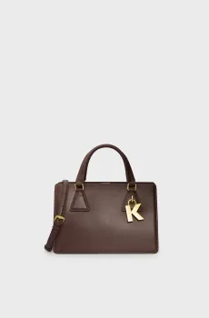 Женская коричневая кожаная сумка k lock md top handle Коричневый ONESIZE Karl Lagerfeld 240W3196