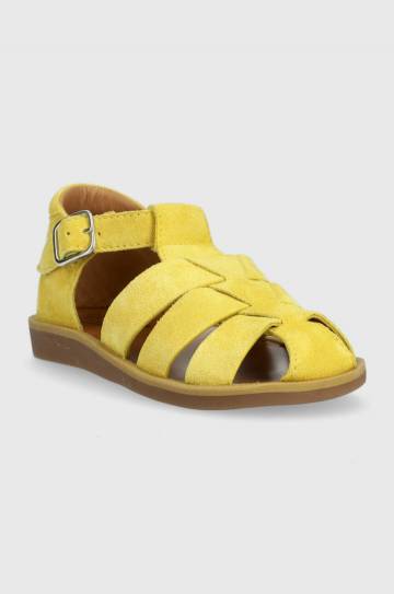 Детские замшевые сандалии Pom Dapi цвет жёлтый