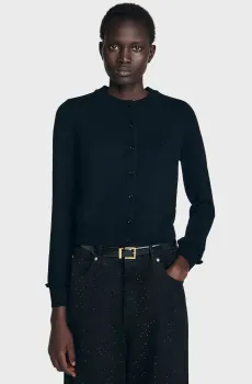 Женский черный шерстяной кардиган Черный L Sandro SFPCA01025_Black