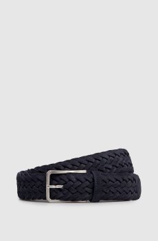 Синий замшевый плетеный ремень