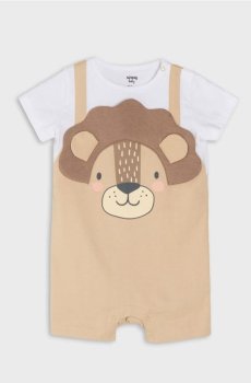 Бавовняний Рампер з Мотивом Лева - бежевий