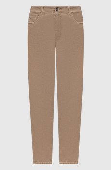 Бежевые джинсы с логотипом патча