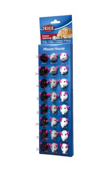 Набор игрушек для кошек Trixie Mouse House Мышки плюшевые, 5 см, 24 шт