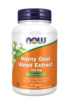 Горянка с макой NOW foods Horny Goat Weed Extract, 750 мг, 90 таблеток
