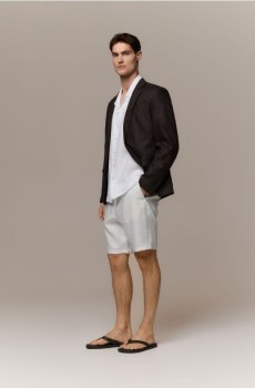 Reserved - Лляні шорти звичайного крою - білий - 8006H-00X