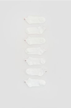 Reserved - Бавовняні шкарпетки з вишивкою на п’яті, набір з 7 - кремовий - 889IV-01X