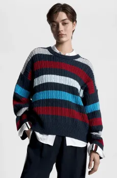 Женский свитер в полоску CABLE RWB STRIPE Разноцветный L Tommy Hilfiger WW0WW39012