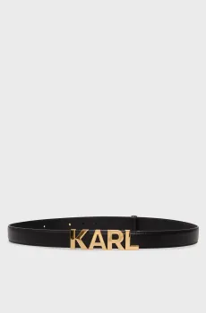 Женский черный кожаный ремень K LETTERS MD Черный 85 Karl Lagerfeld 240W3106