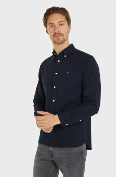 Мужская темно-синяя рубашка WCC HERRINGBONE SOLID RF SHIRT Синий M Tommy Hilfiger MW0MW36878