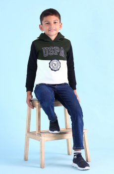 U.S. Polo Assn. Kids Boys Colourblocked Hooded Sweatshirt