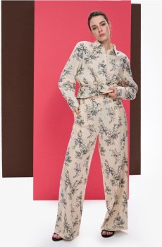 Широкі штани з домішкою льону - різнобарвний