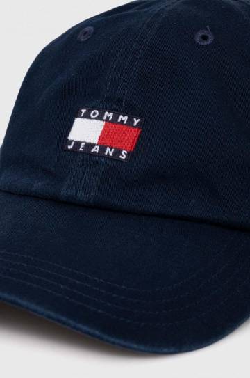 Хлопковая кепка Tommy Jeans цвет синий с аппликацией Хлопковая кепка Tommy Jeans цвет синий с аппликацией