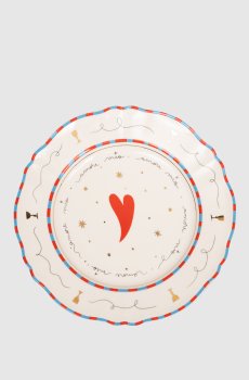Белая фарфоровая обеденная тарелка Heart