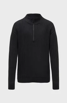 Мужская черная кофта LINEAR HALF ZIP SWEATER Черный M Calvin Klein Jeans J30J326199