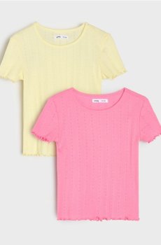 2 упаковки ажурних футболок з воланами - різнобарвний