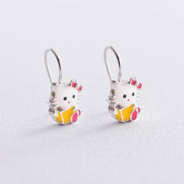 Детские серебряные серьги "Hello Kitty" 122711 Детские серебряные серьги "Hello Kitty" 122711