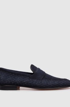 Синие замшевые плетеные лоферы