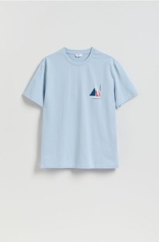 Reserved - Комфортна футболка з принтом - блідо-блакитний - 472IW-05X