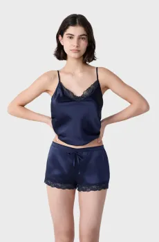 Жинские темно-синие шелковые шорты MILKY Синий S Etam 6515191