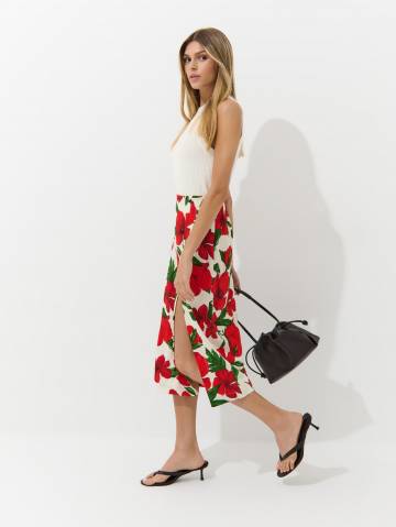 Mohito - Спідниця міді з квітковим принтом - різнокольоровий - 32