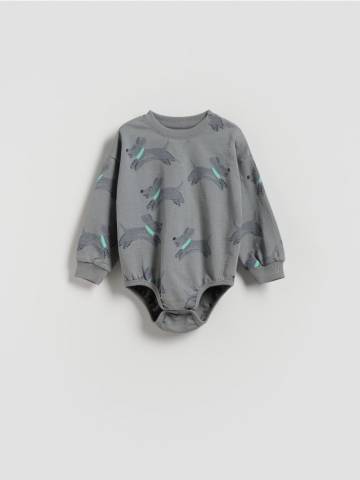 Reserved - Боді з високим вмістом бавовни - світло-сірий - 955FG-09X