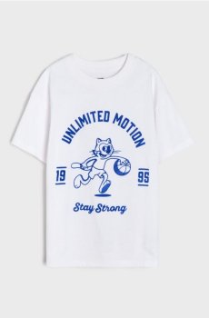 Бавовняна oversize футболка з принтом - білий