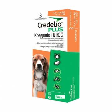 Жевательные таблетки для собак Elanco Credelio Plus от блох, клещей и гельминтов, от 5.5 до 11 кг, 3 шт Жевательные таблетки для собак Elanco Credelio Plus от блох, клещей и гельминтов, от 5.5 до 11 кг, 3 шт