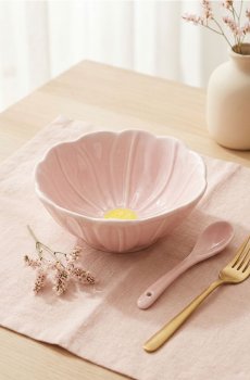 Керамічна миска у формі квітки - пастельний рожевий