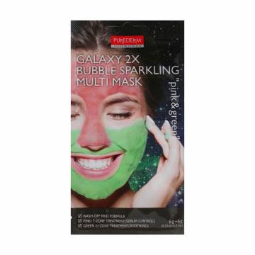 Грязевая пенная мультимаска для лица Purederm Galaxy 2X Bubble Sparkling Multi Mask Pink & Green, 2* 6 г Грязевая пенная мультимаска для лица Purederm Galaxy 2X Bubble Sparkling Multi Mask Pink & Green, 2* 6 г